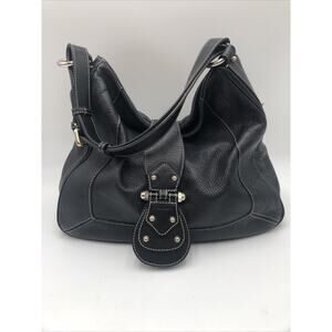 Furla Black Leather Hobo Bag Shoulder Purse Italy